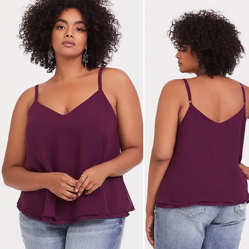 TORRID Sophie Burgundy Chiffon Swing Cami
